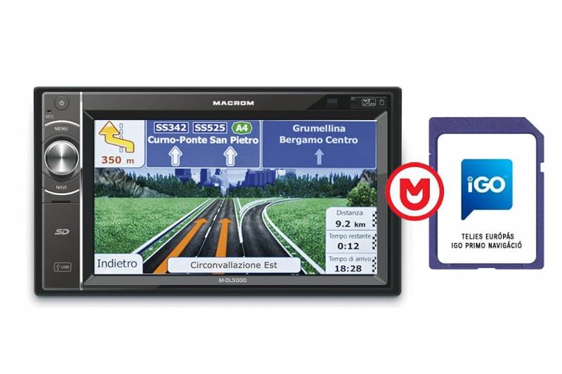Macrom M-DL5000 + NAVIGÁCIÓ 2 DIN méretű multimédia + navigációs kártya 2din DVD autórádió monitorral 0