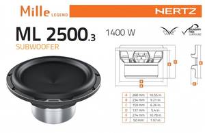 Hertz ML 2500.3 Legend  25 cm-es autóhifi mélysugárzó